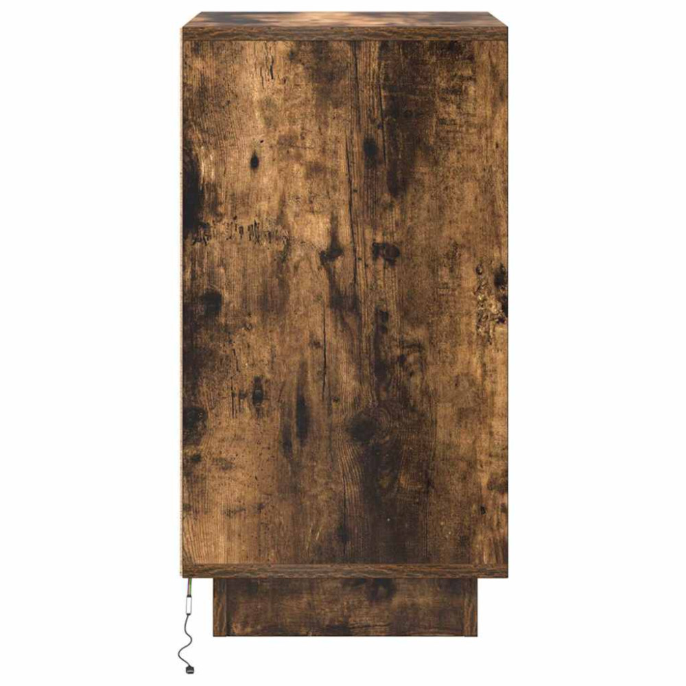 Produktbild för Sängbord med LED-lampor rökt ek 38x34x65 cm