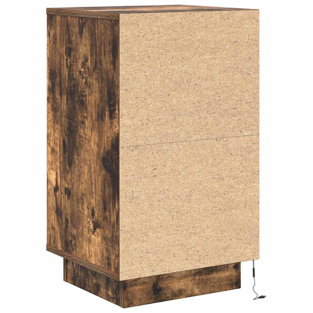 Produktbild för Sängbord med LED-lampor rökt ek 38x34x65 cm