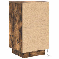 Produktbild för Sängbord med LED-lampor rökt ek 38x34x65 cm