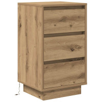 Produktbild för Sängbord med LED-lampor hantverksmässig ek 38x34x65 cm