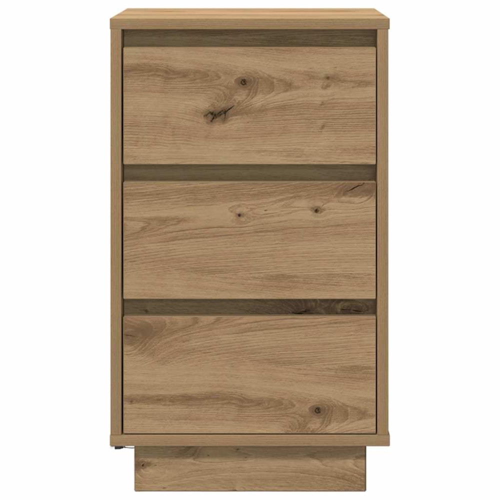 Produktbild för Sängbord med LED-lampor hantverksmässig ek 38x34x65 cm