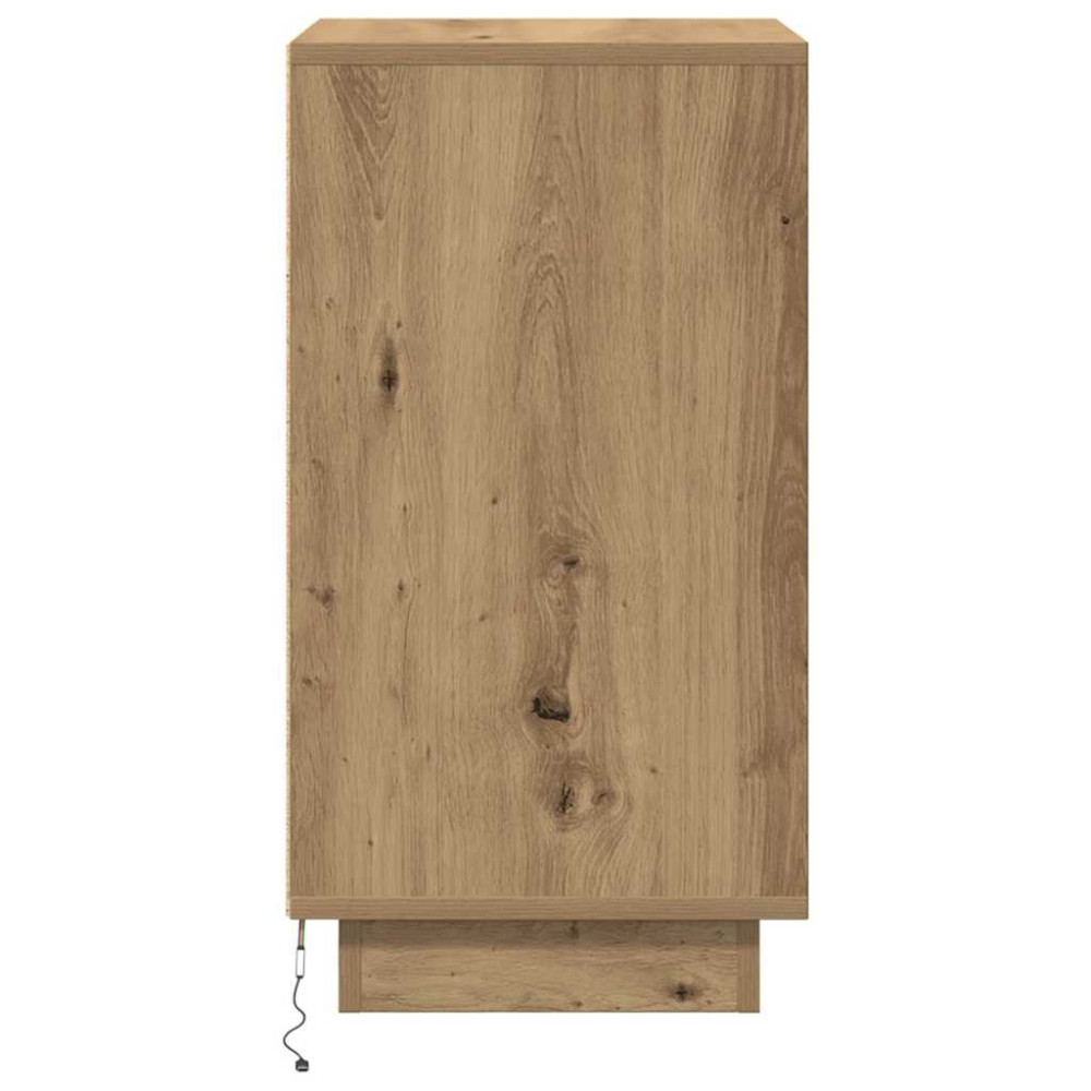 Produktbild för Sängbord med LED-lampor hantverksmässig ek 38x34x65 cm