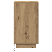 Produktbild för Sängbord med LED-lampor hantverksmässig ek 38x34x65 cm