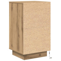 Produktbild för Sängbord med LED-lampor hantverksmässig ek 38x34x65 cm