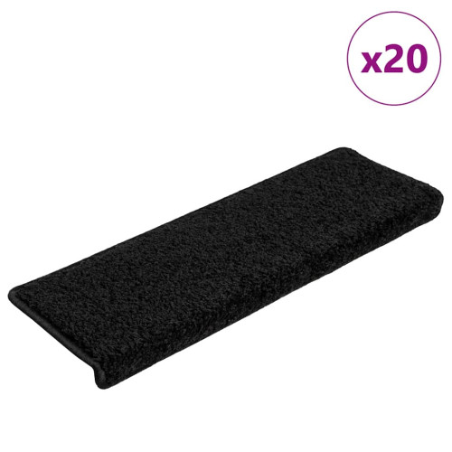 vidaXL Trappmattor 20 st 65x21x4 cm svarta rektangulära kanter