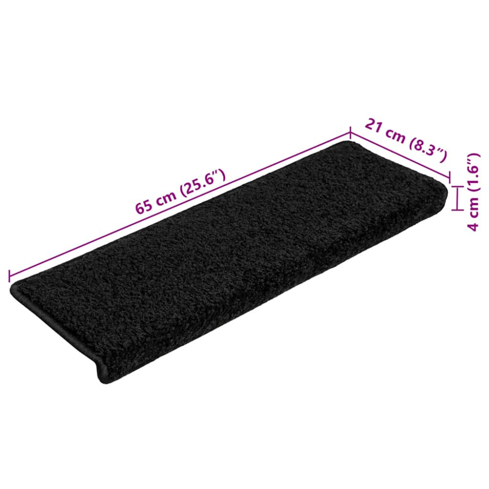 Produktbild för Trappmattor 20 st 65x21x4 cm svarta rektangulära kanter