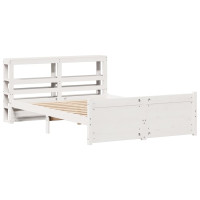 Produktbild för Sängram med huvudgavel vit 150x200 cm massiv furu