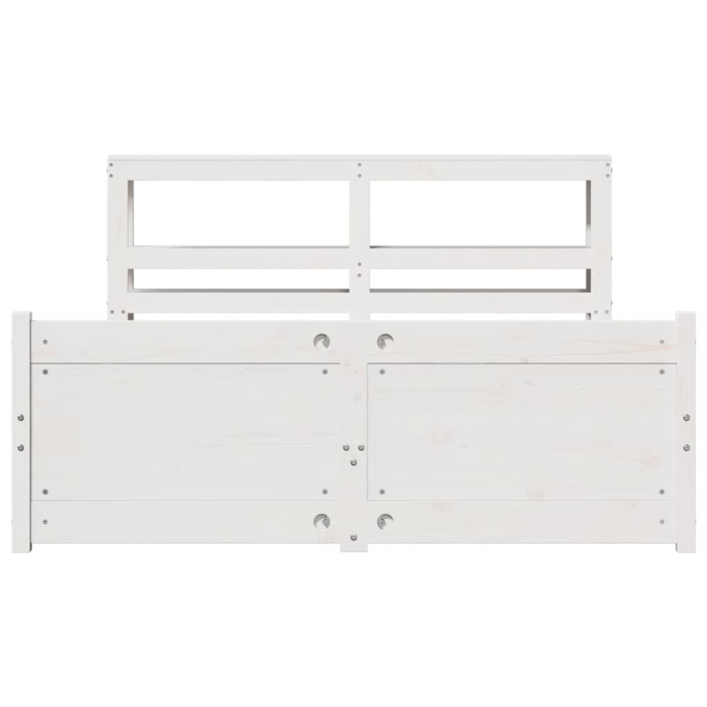 Produktbild för Sängram med huvudgavel vit 150x200 cm massiv furu