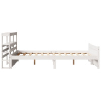 Produktbild för Sängram med huvudgavel vit 150x200 cm massiv furu