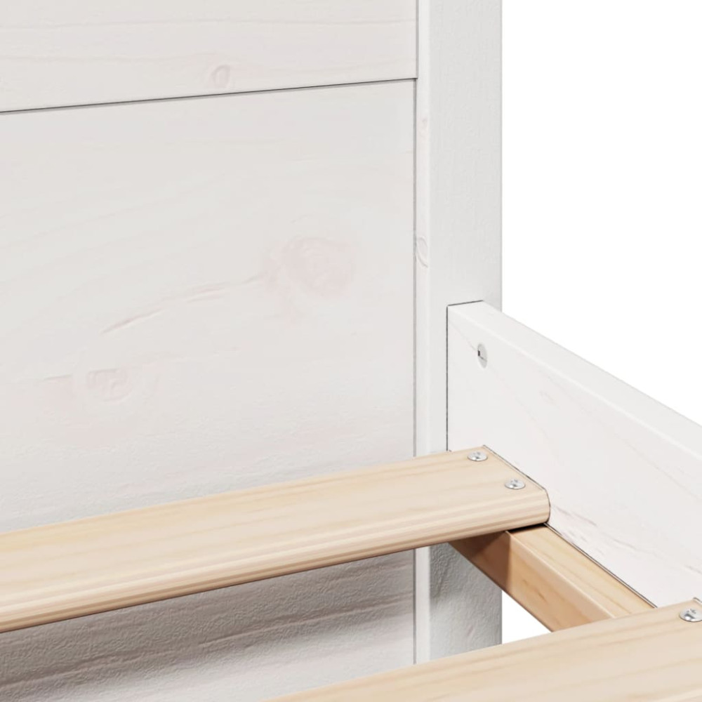 Produktbild för Sängram med huvudgavel vit 150x200 cm massiv furu
