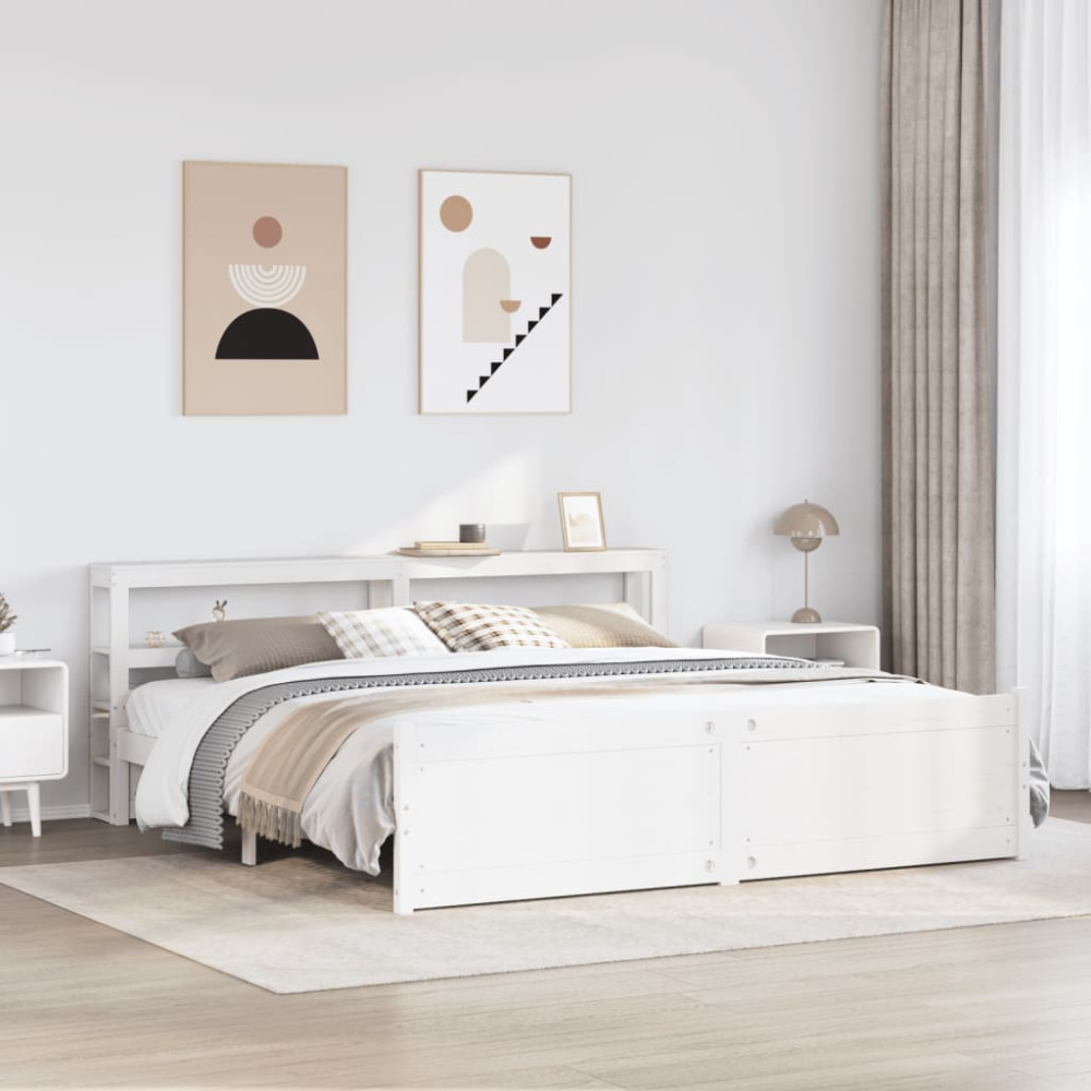 Produktbild för Sängram med huvudgavel utan madrass vit 180x200 cm