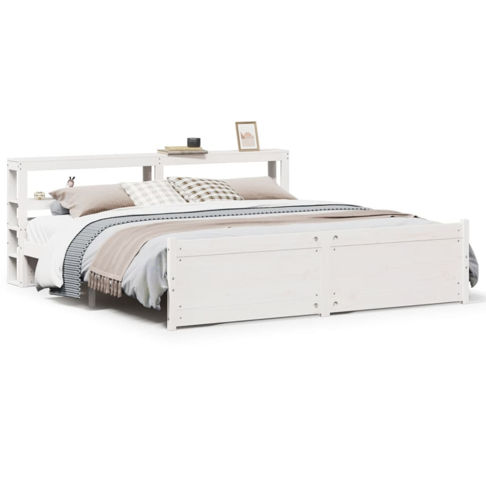 Produktbild för Sängram med huvudgavel utan madrass vit 180x200 cm