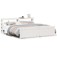 Produktbild för Sängram med huvudgavel utan madrass vit 180x200 cm