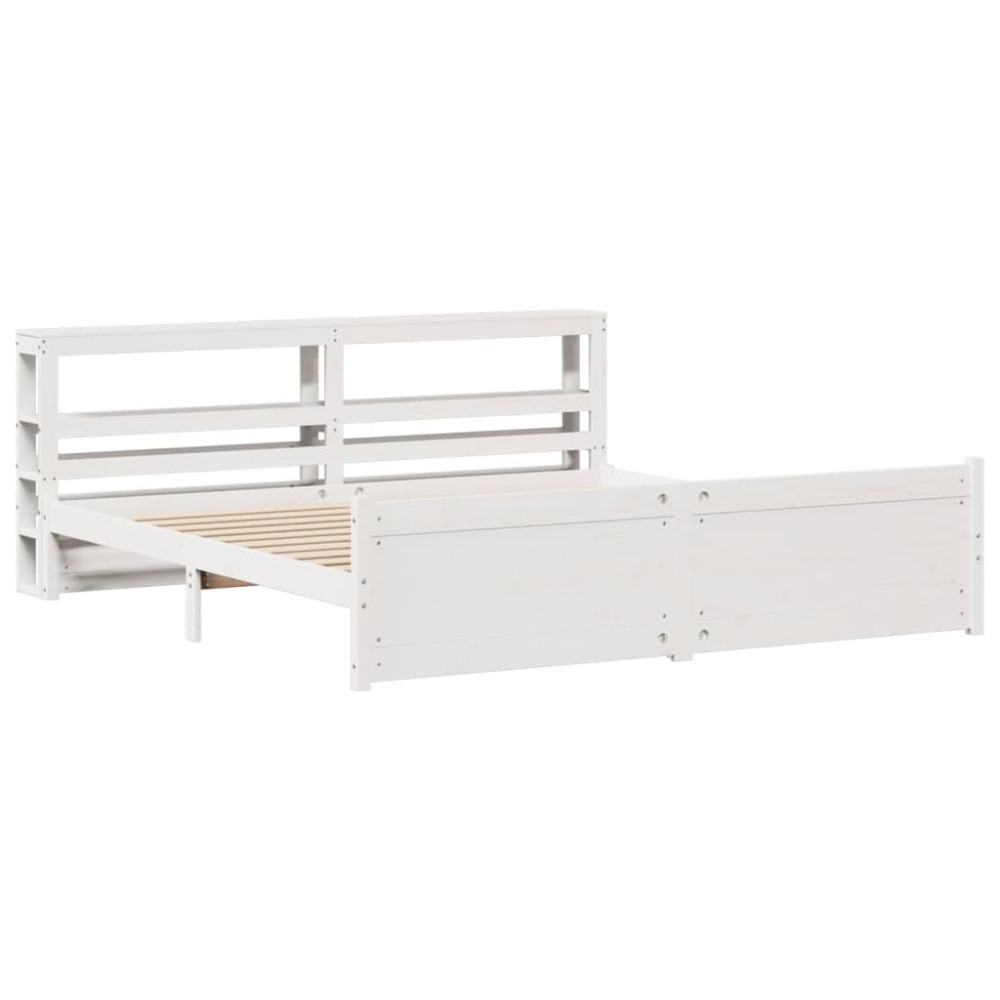 Produktbild för Sängram med huvudgavel utan madrass vit 180x200 cm