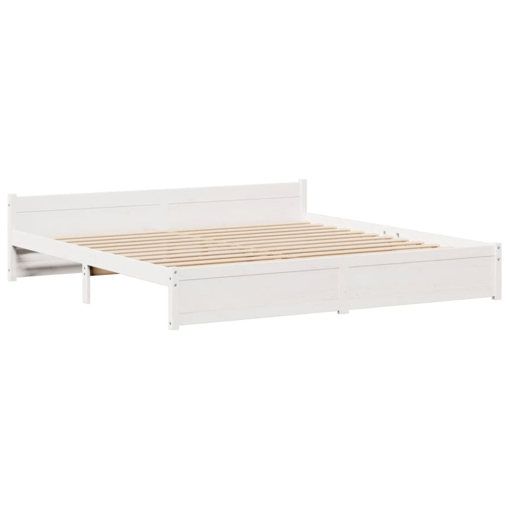 Produktbild för Sängram med huvudgavel utan madrass vit 180x200 cm