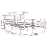 Produktbild för Sängram med huvudgavel vit 150x200 cm massiv furu