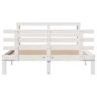Produktbild för Sängram med huvudgavel vit 150x200 cm massiv furu