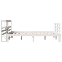Produktbild för Sängram med huvudgavel vit 150x200 cm massiv furu