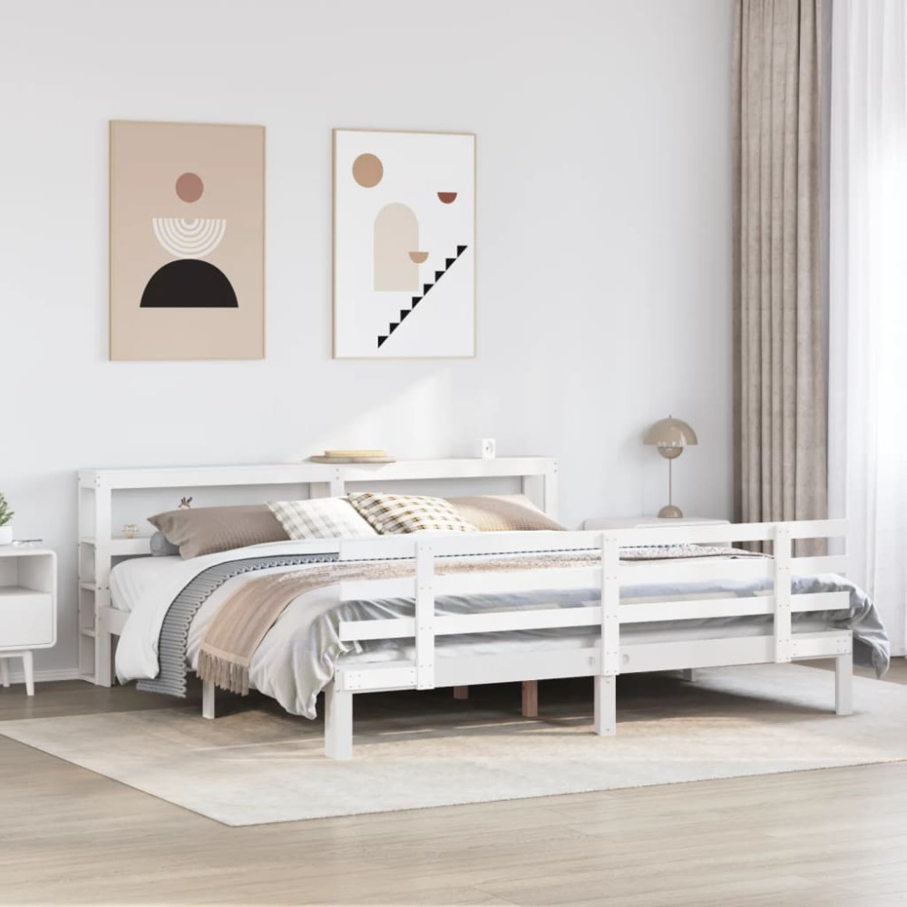 Produktbild för Sängram med huvudgavel utan madrass vit 180x200 cm