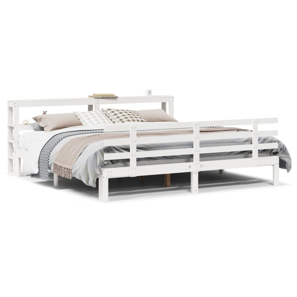 Produktbild för Sängram med huvudgavel utan madrass vit 180x200 cm