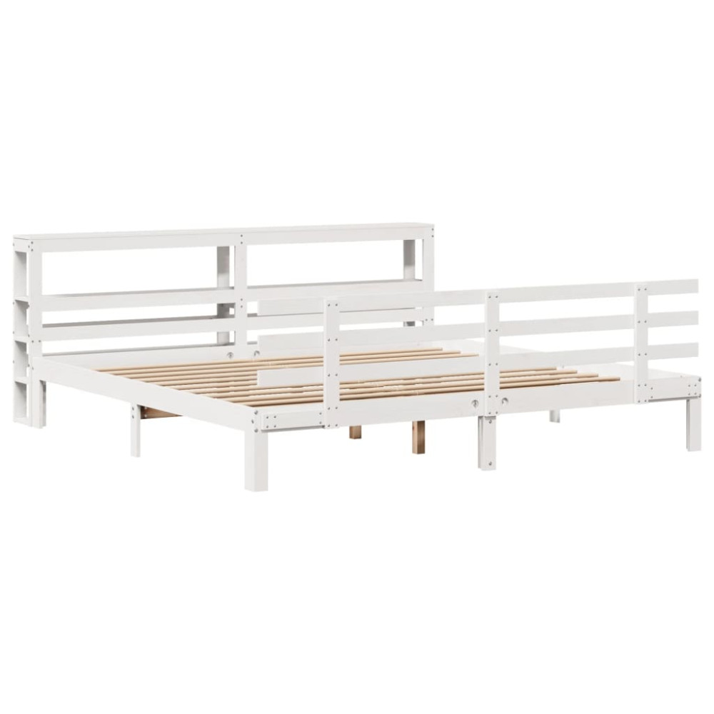 Produktbild för Sängram med huvudgavel utan madrass vit 180x200 cm