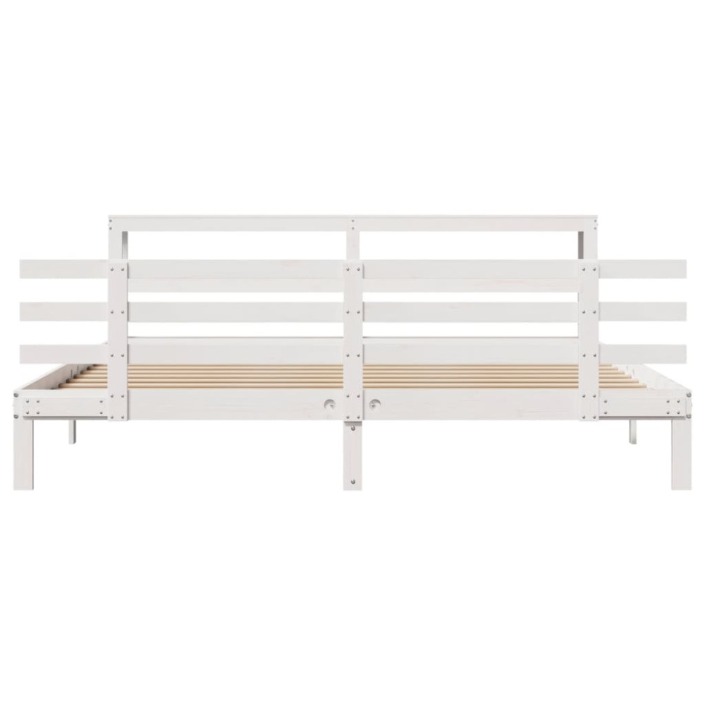 Produktbild för Sängram med huvudgavel utan madrass vit 180x200 cm