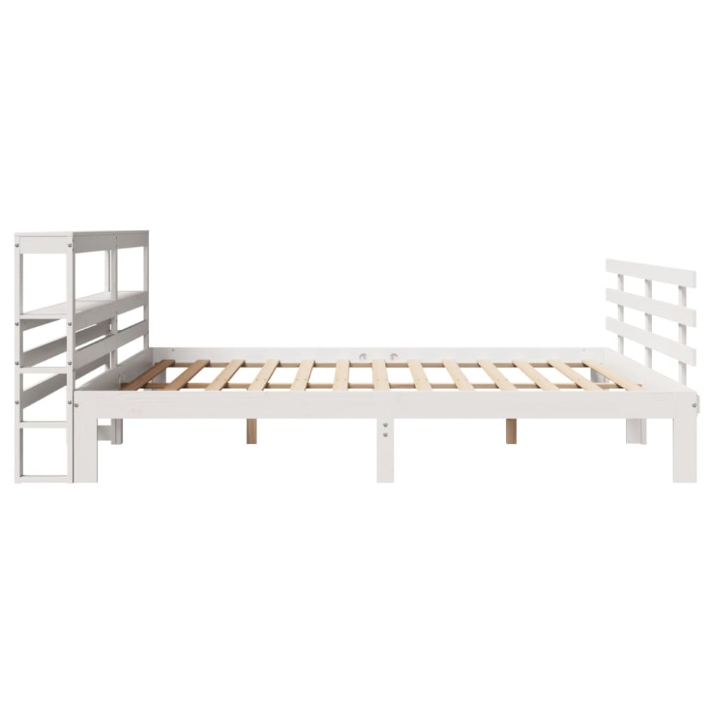 Produktbild för Sängram med huvudgavel utan madrass vit 180x200 cm