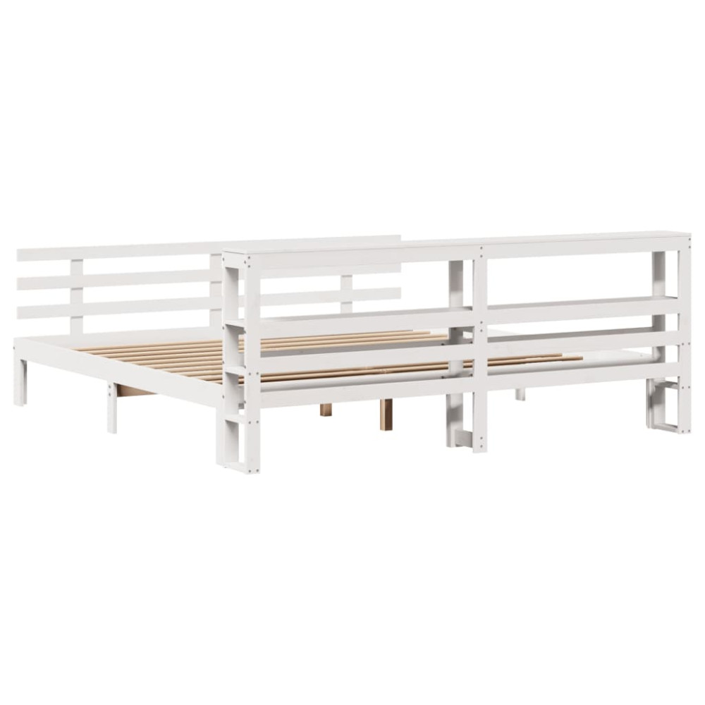 Produktbild för Sängram med huvudgavel utan madrass vit 180x200 cm