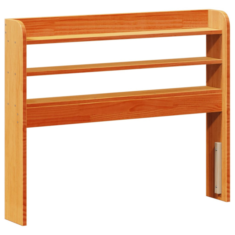 Produktbild för Sängram med huvudgavel vaxbrun 75x190 cm massiv furu