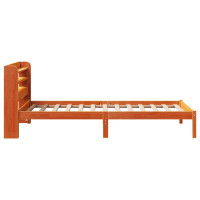 Produktbild för Sängram med huvudgavel vaxbrun 75x190 cm massiv furu
