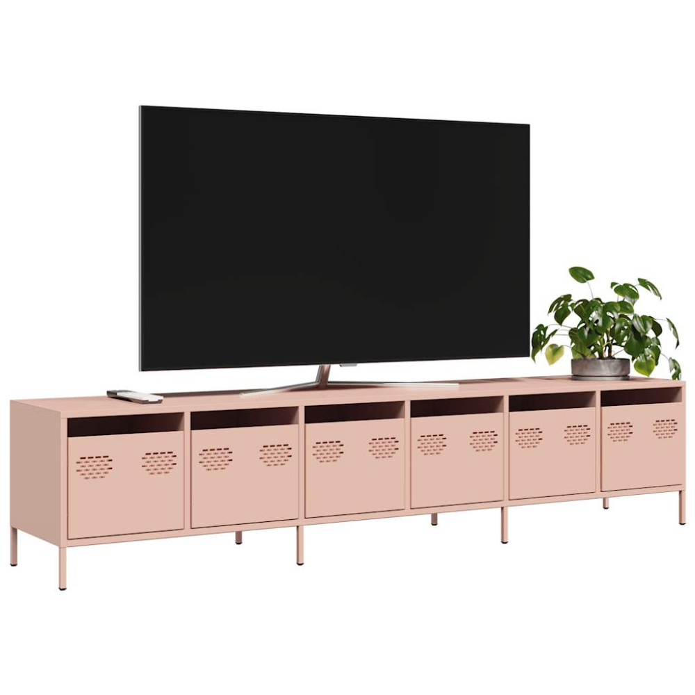 Produktbild för Tv-bänk rosa 202x39x43,5 cm kallvalsat stål