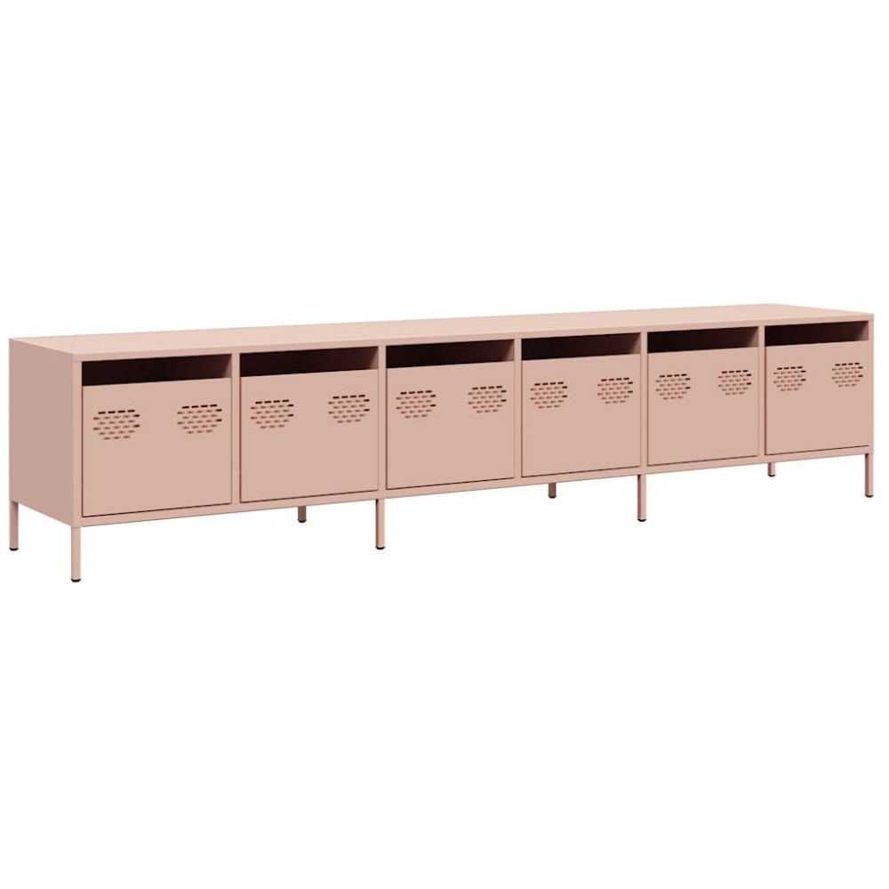Produktbild för Tv-bänk rosa 202x39x43,5 cm kallvalsat stål