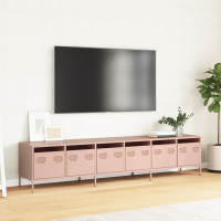 Produktbild för Tv-bänk rosa 202x39x43,5 cm kallvalsat stål