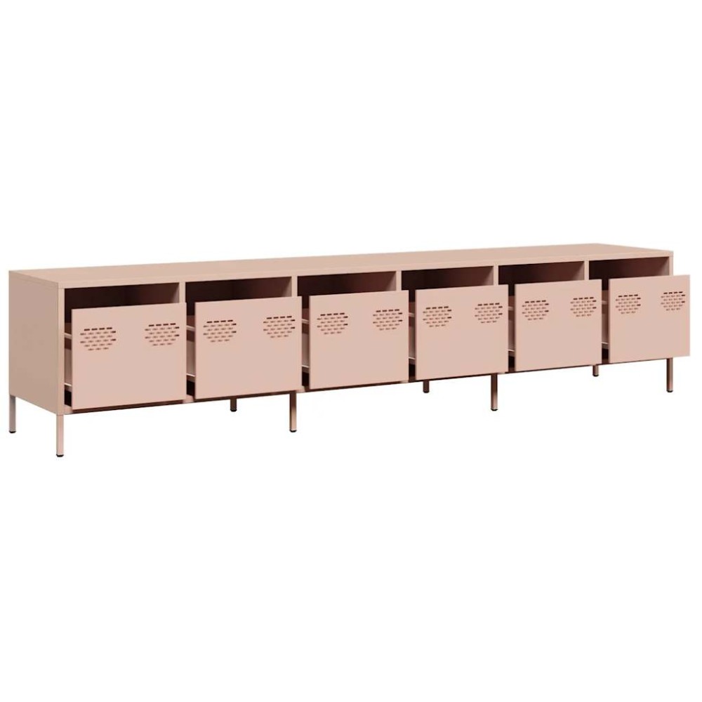 Produktbild för Tv-bänk rosa 202x39x43,5 cm kallvalsat stål