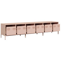 Produktbild för Tv-bänk rosa 202x39x43,5 cm kallvalsat stål