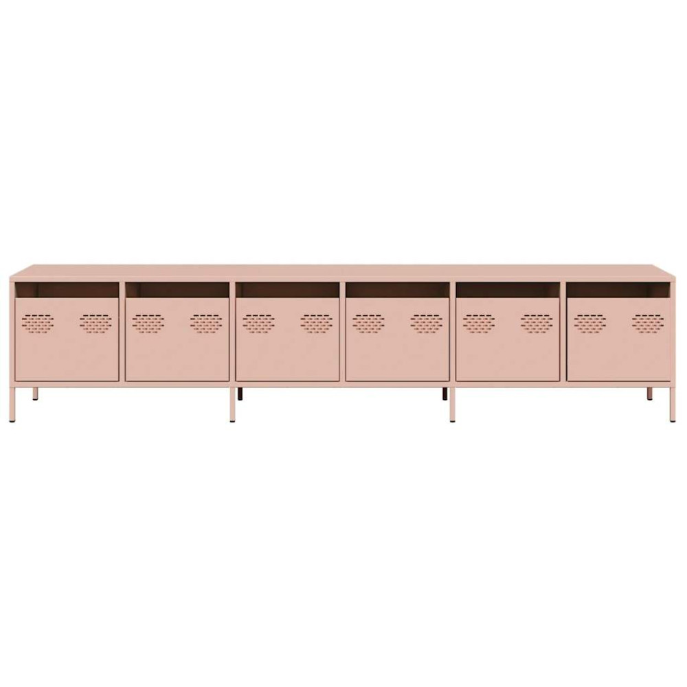 Produktbild för Tv-bänk rosa 202x39x43,5 cm kallvalsat stål
