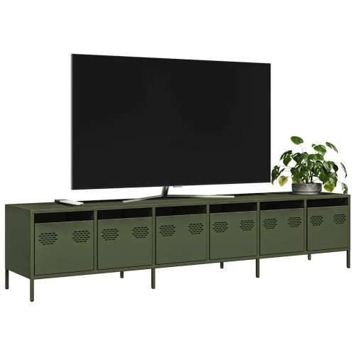 vidaXL Tv-bänk olivgrön 202x39x43,5 cm kallvalsat stål