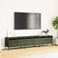Produktbild för Tv-bänk olivgrön 202x39x43,5 cm kallvalsat stål