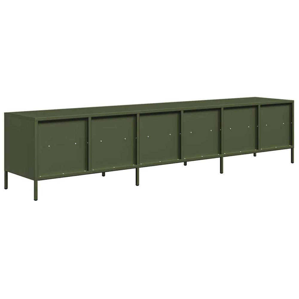 Produktbild för Tv-bänk olivgrön 202x39x43,5 cm kallvalsat stål