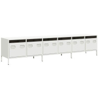 Produktbild för Tv-bänk vit 202x39x43,5 cm kallvalsat stål