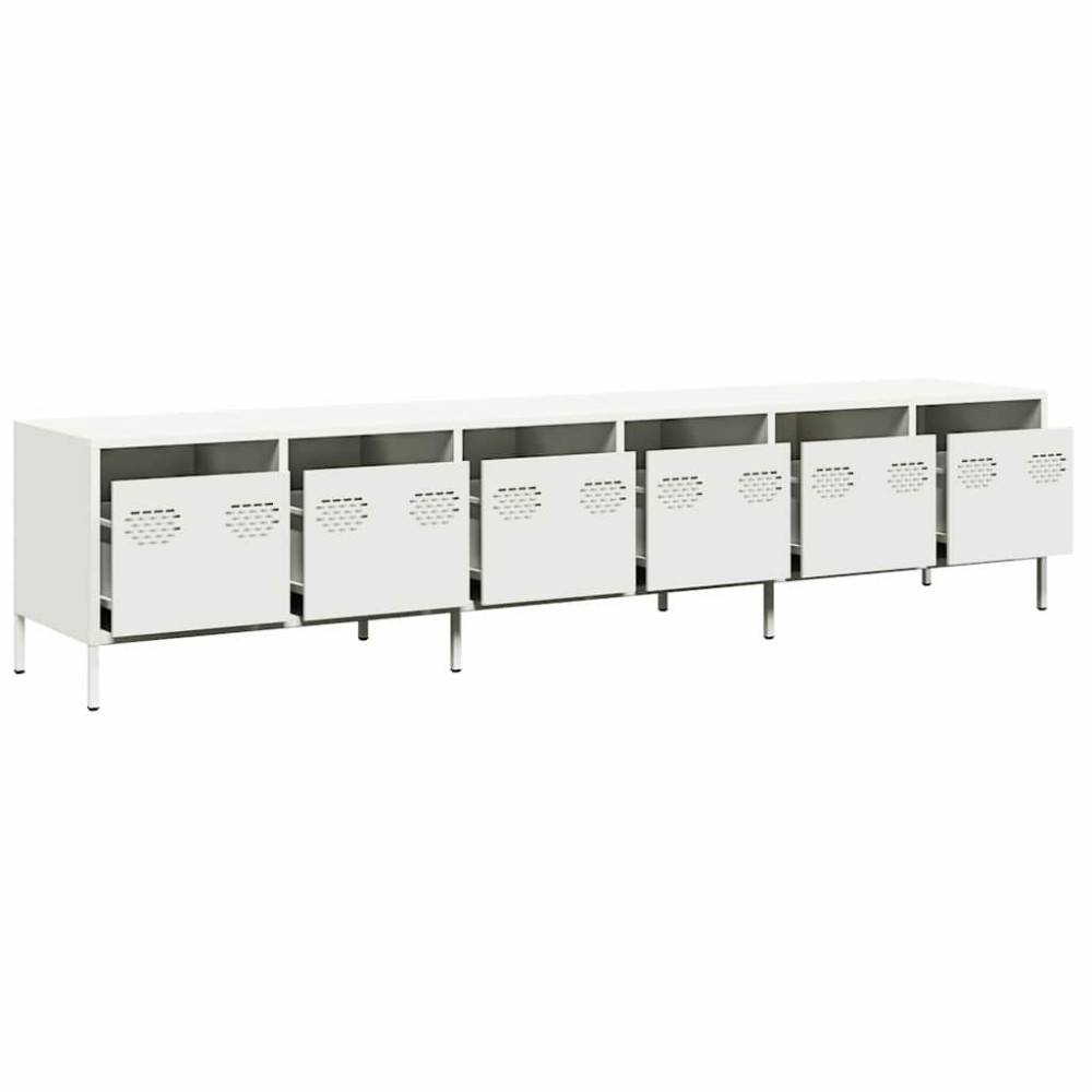 Produktbild för Tv-bänk vit 202x39x43,5 cm kallvalsat stål