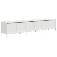 Produktbild för Tv-bänk vit 202x39x43,5 cm kallvalsat stål