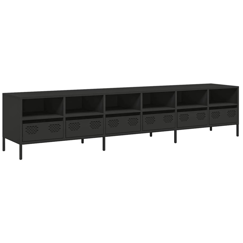 Produktbild för Tv-bänk svart 202x39x43,5 cm kallvalsat stål