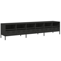 Produktbild för Tv-bänk svart 202x39x43,5 cm kallvalsat stål