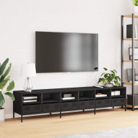 Produktbild för Tv-bänk svart 202x39x43,5 cm kallvalsat stål