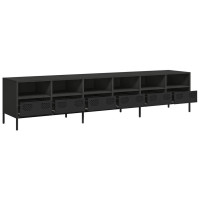 Produktbild för Tv-bänk svart 202x39x43,5 cm kallvalsat stål