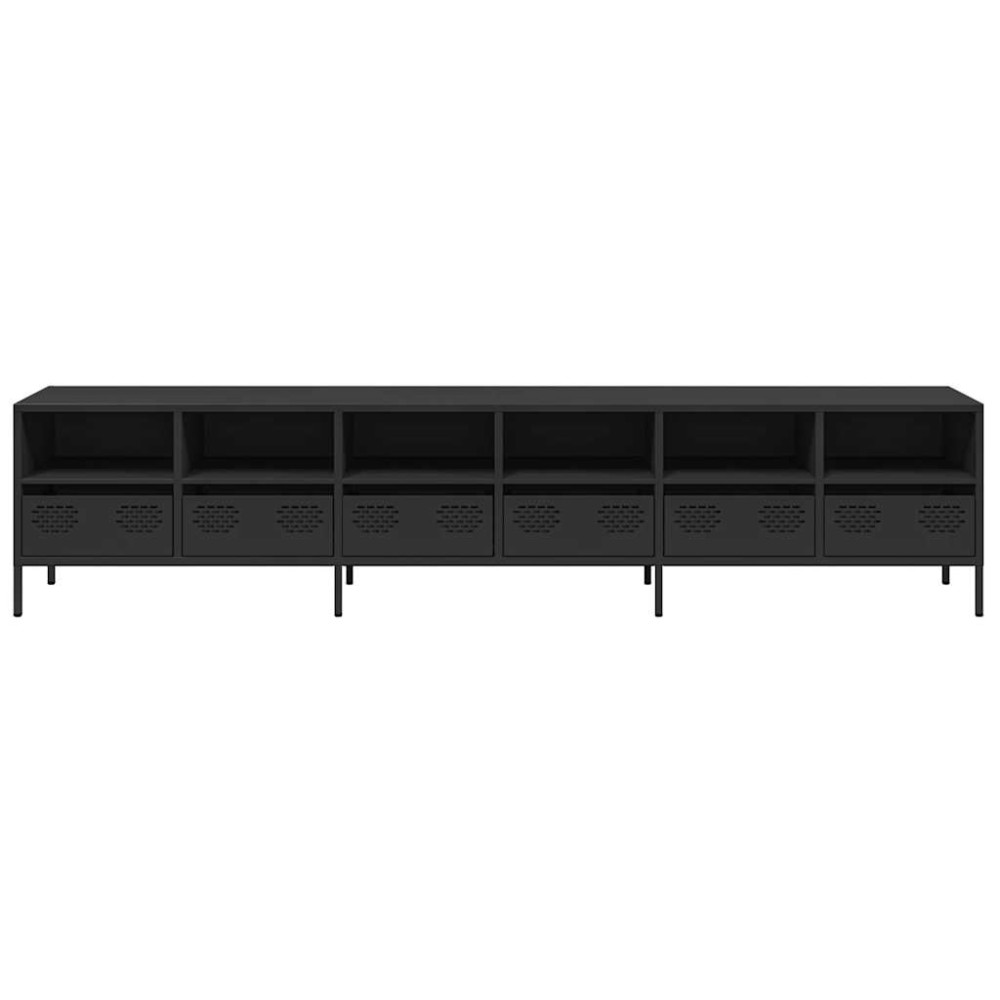 Produktbild för Tv-bänk svart 202x39x43,5 cm kallvalsat stål