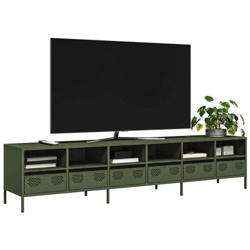 vidaXL Tv-bänk olivgrön 202x39x43,5 cm kallvalsat stål