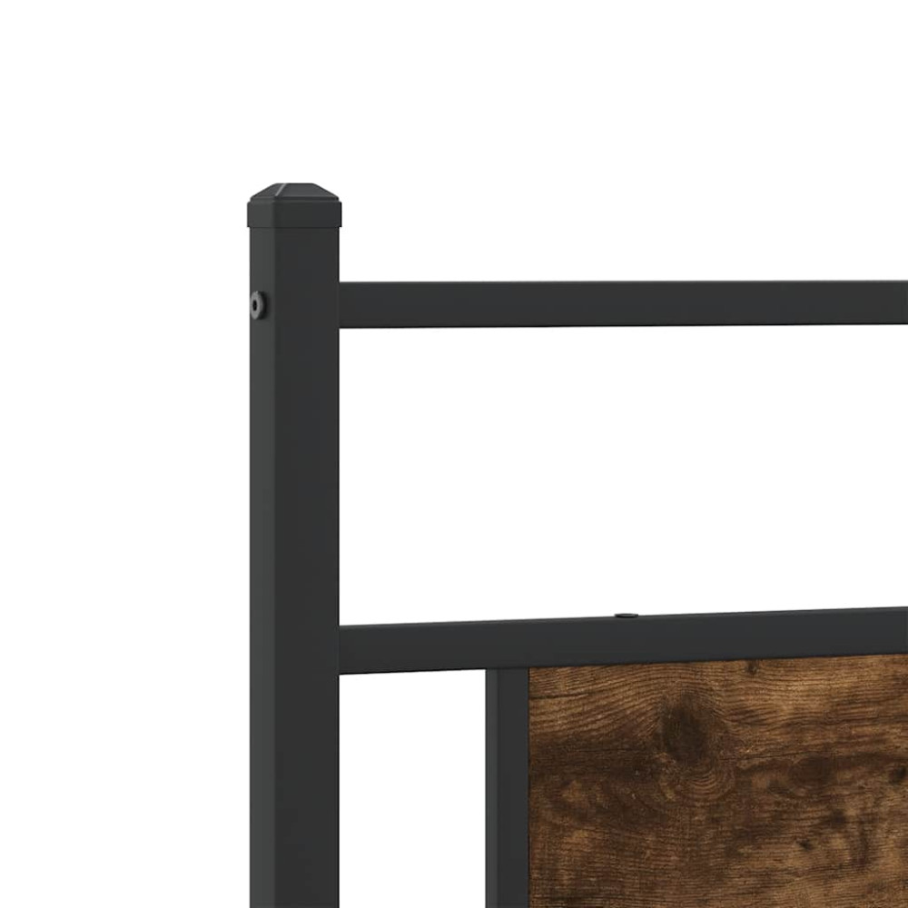 Produktbild för Sängram utan madrass metall rökfärgad ek 193x201 cm