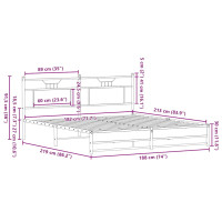 Produktbild för Sängram utan madrass metall rökfärgad ek 183x213 cm